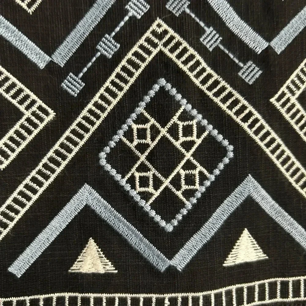 Lush Mini Skirt Women's Medium Black Geometric Embroidered Lined Preppy Acadamia